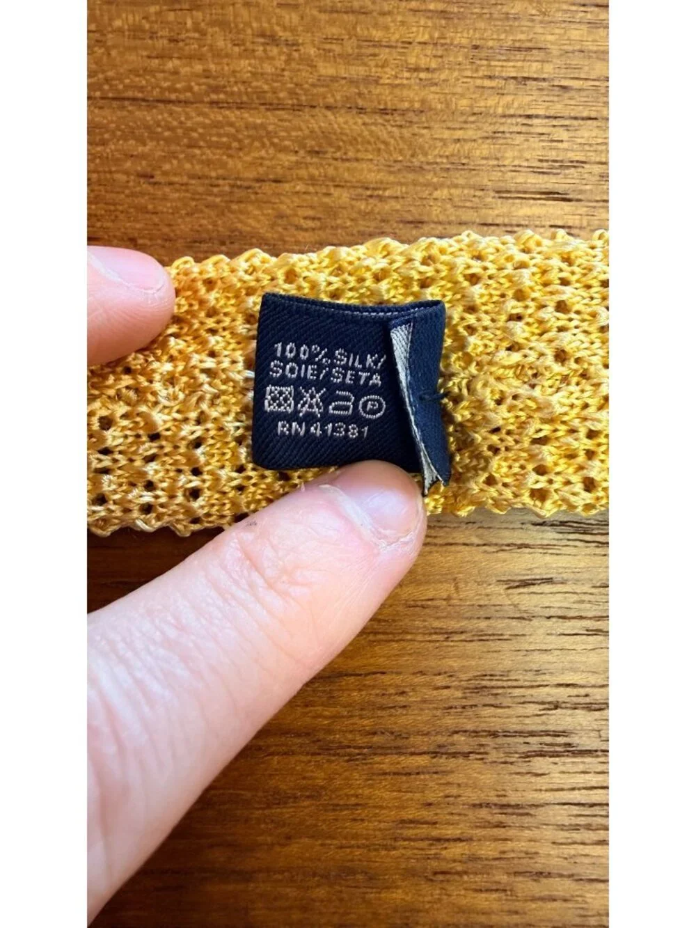 Vintage Polo By Ralph Lauren Yellow Knit Silk Tie Square End Made In Italy